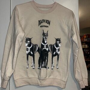 RSQ Beige Crewneck Sweater with Graphic Design